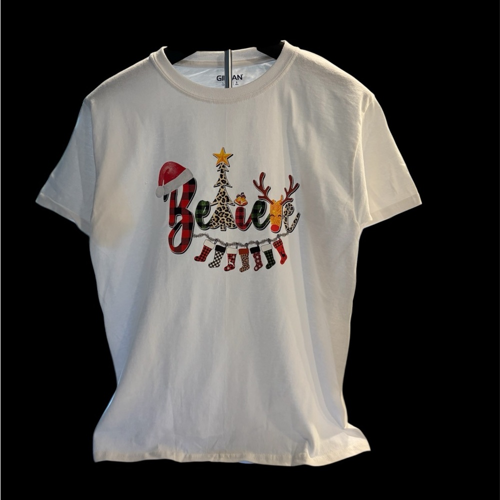 “Believe” Youth Christmas White T Shirt